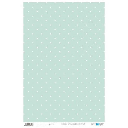 Papel cartonaje basics lunar blanco fondo menta. PFY-316. Los mejores productos en L'aura Bella tu tienda online