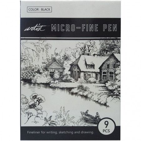Set de 9 Rotuladores micro-fine pen. Negro. Alex Bog. Los mejores productos en L'aura Bella tu tienda online