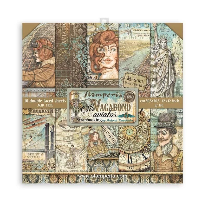 Vagabond Aviator colección papel scrapbooking Stamperia. SBBL112. Los mejores productos en L'aura Bella tu tienda online