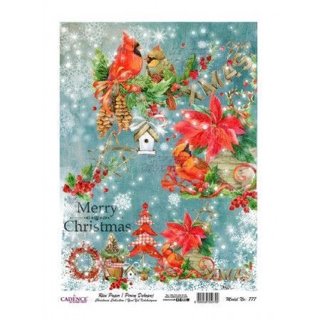Navidad pájaros y flores pascua. Cadence PA777. El mejor papel de arroz en L'aura Bella tu tienda online