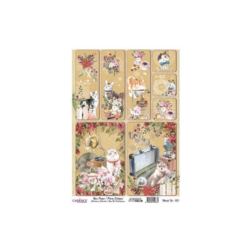 Navidad gatos navideños. Cadence PA785. El mejor papel de arroz en L'aura Bella tu tienda online