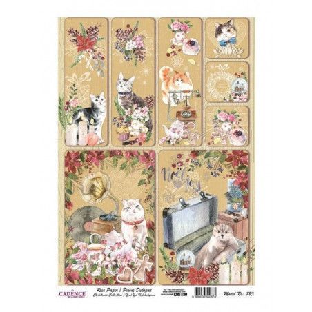 Navidad gatos navideños. Cadence PA785. El mejor papel de arroz en L'aura Bella tu tienda online