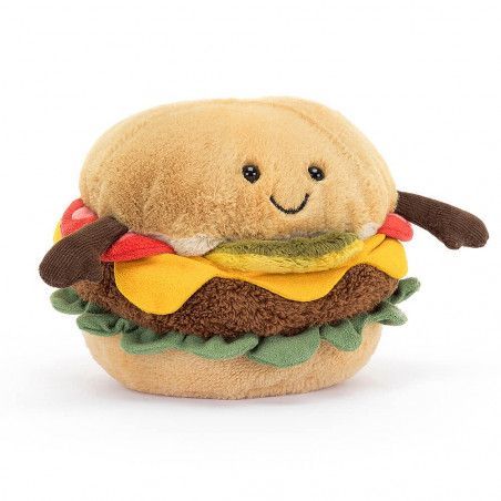 Amuseable Burger, Hamburguesa. Peluche Jellycat A2BU. Los mejores productos en L'aura Bella tu tienda online