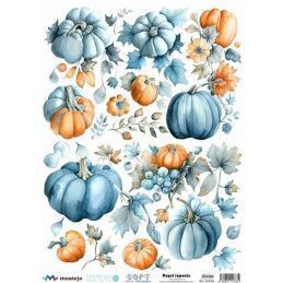 Calabazas naranjas y azules. SPA5402. papel soft japonés. Montejo. Los mejores productos en L'aura Bella, tu tienda online