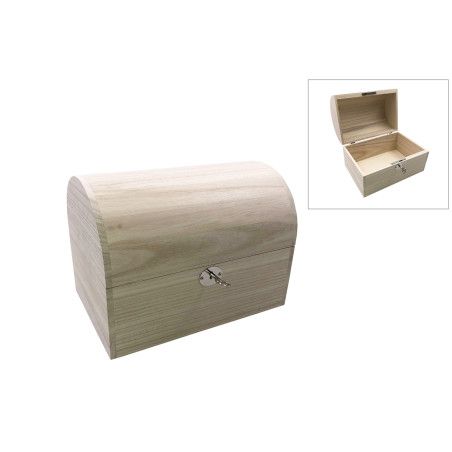 Caja de madera con cerradura de llave. Forma de baúl. 87916. Los mejores productos en L'aura Bella, tu tienda online.