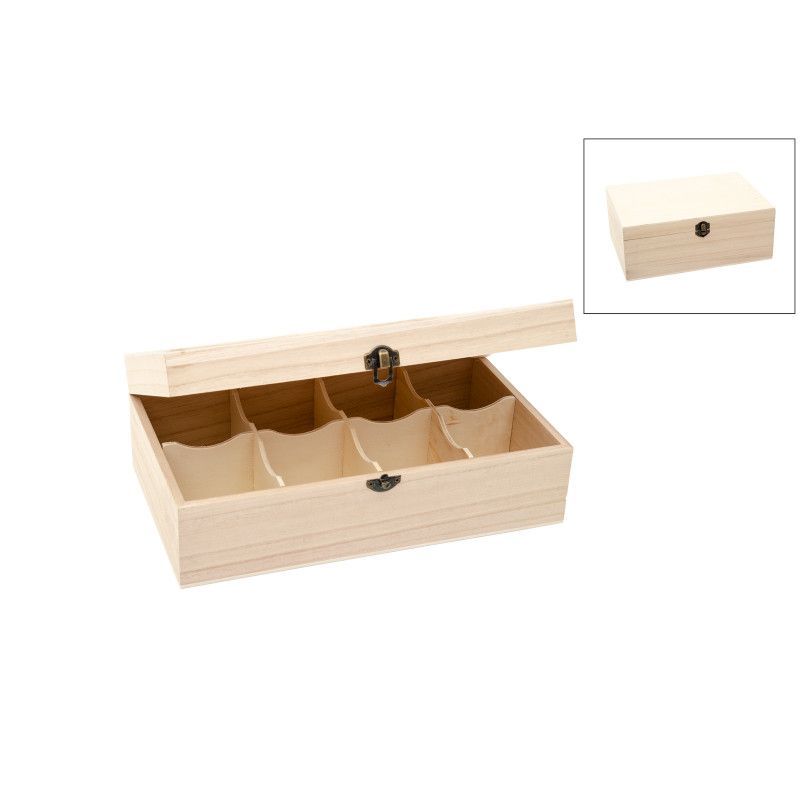 Caja de madera con divisiones y cierre. 87059. Los mejores productos en L'aura Bella, tu tienda online.