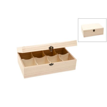 Caja de madera con divisiones y cierre. 87059. Los mejores productos en L'aura Bella, tu tienda online.