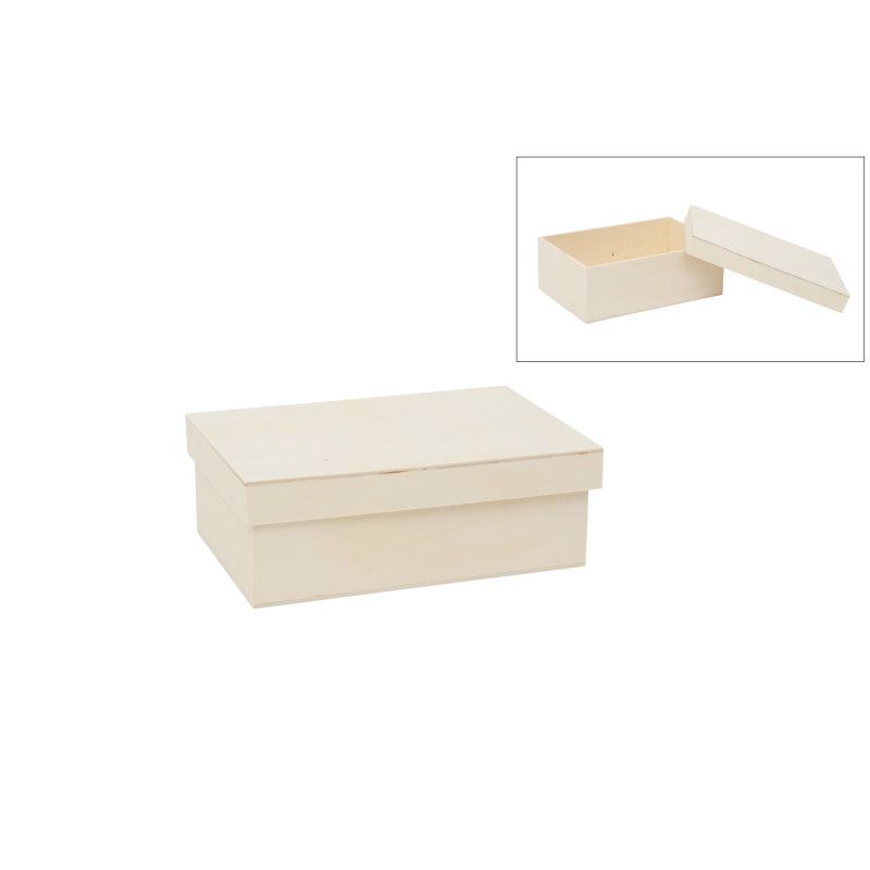 Caja de madera rectangular con tapa. 87933. Los mejores productos en L'aura Bella, tu tienda online.