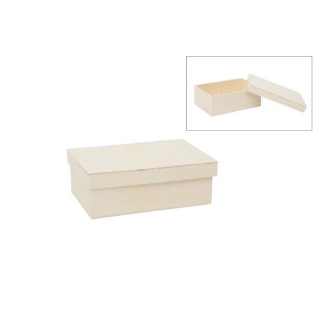 Caja de madera rectangular con tapa. 87933. Los mejores productos en L'aura Bella, tu tienda online.