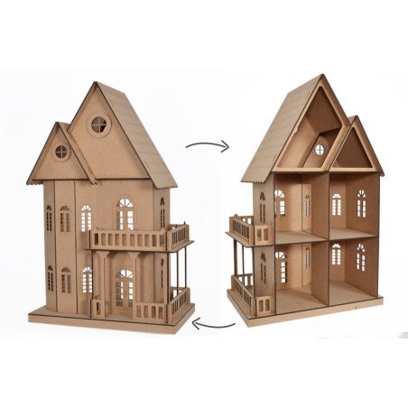 Casa de muñecas de MDF para montar y decorar. Los mejores productos en L'aura Bella, tu tienda online