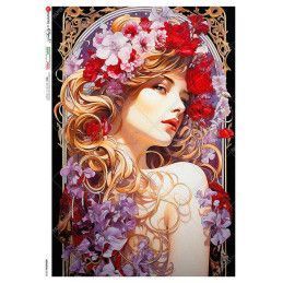 Chica Rubia Art Nouveau, Mucha. Papel de arroz A1. Paper Designs. Los mejores productos en L'aura Bella, tu tienda online