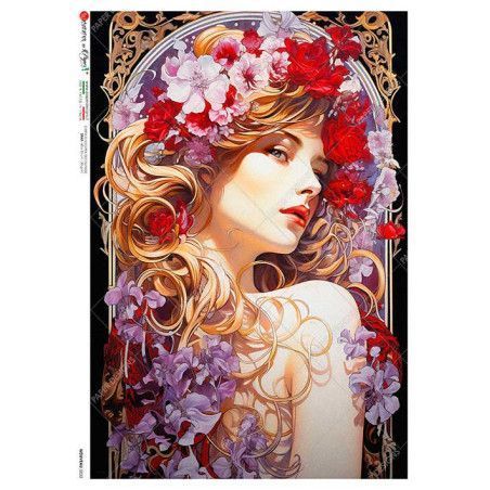 Chica Rubia Art Nouveau, Mucha. Papel de arroz A1. Paper Designs. Los mejores productos en L'aura Bella, tu tienda online