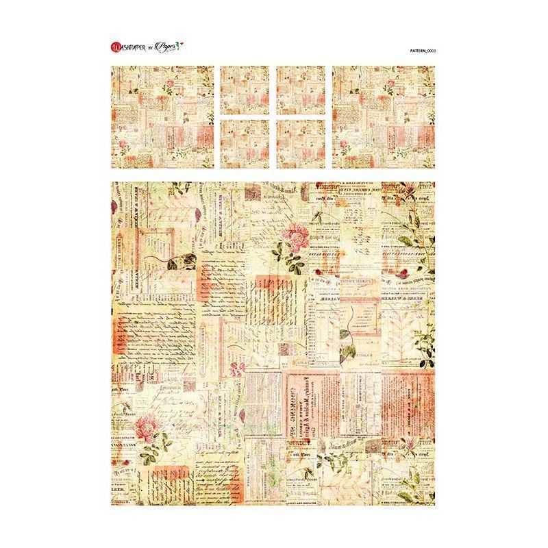 Flores sobre fondo de escritura. Papel de arroz A3, 45x32 cm. Los mejores productos en L'aura Bella, tu tienda online