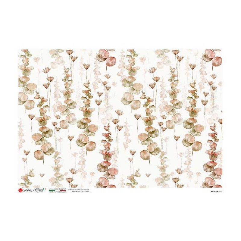 Ramas en tonos verdes y rojos. Papel de arroz A3, 45x32 cm. Los mejores productos en L'aura Bella, tu tienda online