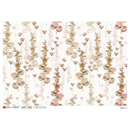 Ramas en tonos verdes y rojos. Papel de arroz A3, 45x32 cm. Los mejores productos en L'aura Bella, tu tienda online