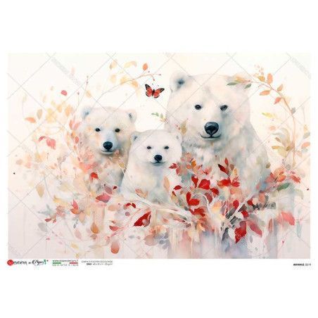 Familia de Osos Polares. Papel de arroz A4, 22x32 cm. Los mejores productos en L'aura Bella, tu tienda online