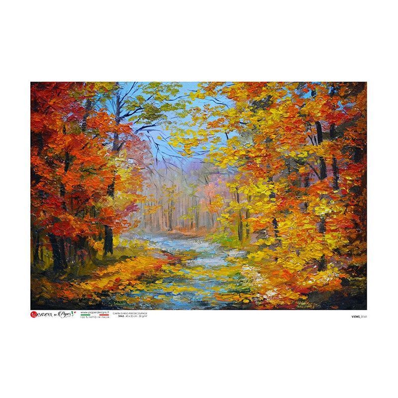 Paisaje otoñal, pintura. Papel de arroz A4, 22x32 cm. Los mejores productos en L'aura Bella, tu tienda online