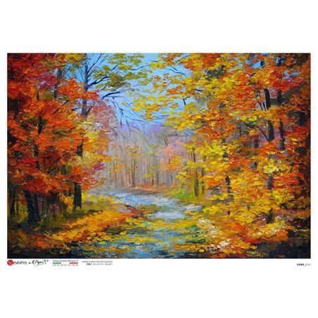 Paisaje otoñal, pintura. Papel de arroz A4, 22x32 cm. Los mejores productos en L'aura Bella, tu tienda online