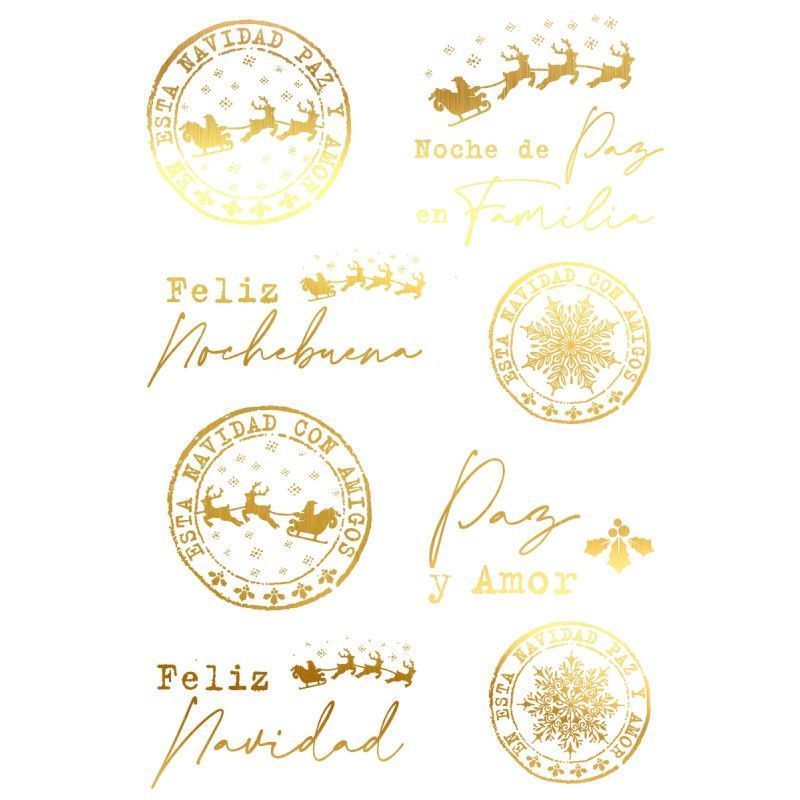 Feliz Nochebuena. Navidad. Lámina Folex Oro. FSE013O. Los mejores productos en L'aura Bella, tu tienda online