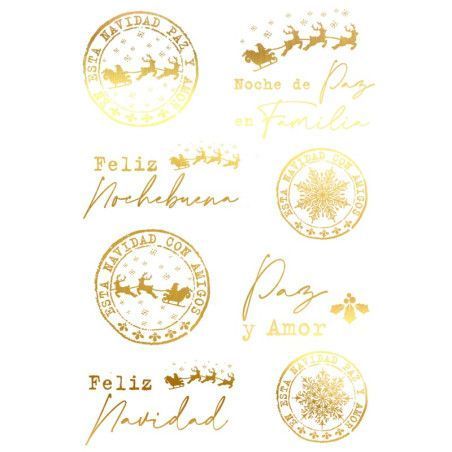 Feliz Nochebuena. Navidad. Lámina Folex Oro. FSE013O. Los mejores productos en L'aura Bella, tu tienda online