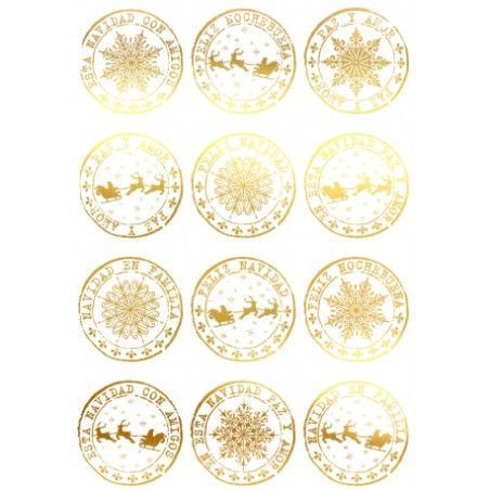 12 sellos navideños. Navidad. Lámina Folex Oro. FSE015O. Los mejores productos en L'aura Bella, tu tienda online