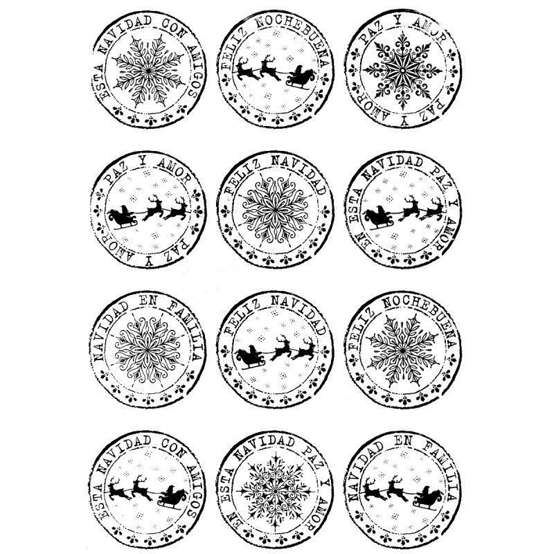 12 sellos navideños. Navidad. Lámina Folex Peltre. FSE015P. Los mejores productos en L'aura Bella, tu tienda online