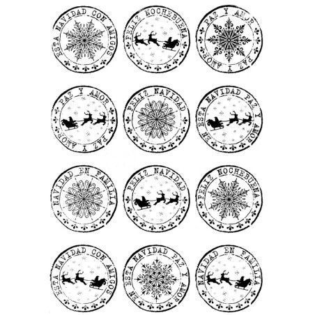 12 sellos navideños. Navidad. Lámina Folex Peltre. FSE015P. Los mejores productos en L'aura Bella, tu tienda online