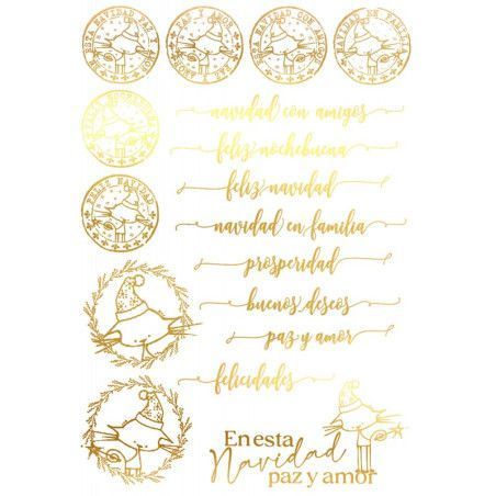 Gatos y frases navideñas. Lámina Folex Oro. FSE037O. Los mejores productos en L'aura Bella, tu tienda online