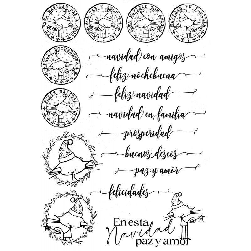 Gatos y frases Navideñas. Lámina Folex Peltre. FSE037P. Los mejores productos en L'aura Bella, tu tienda online