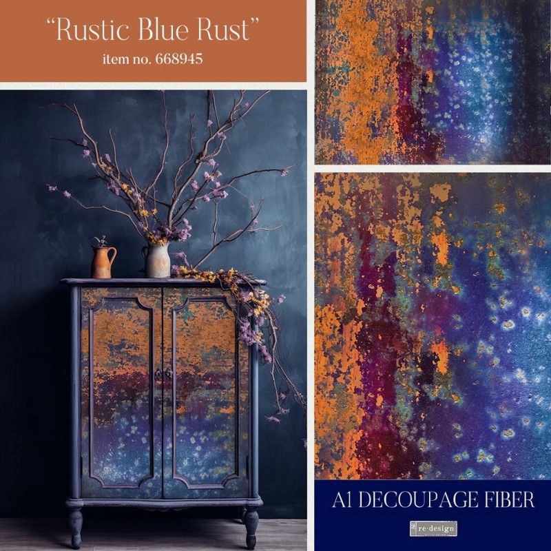 Rustic Blue Rust. A1 Decoupage Fiber Paper Redesign 668945. Los mejores productos en L'aura Bella tu tienda online