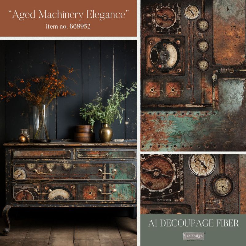 Aged Machinery Elegance. A1 Decoupage Fiber Paper Redesign 668952. Los mejores productos en L'aura Bella tu tienda online