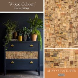 Wood Cubism. A1 Decoupage Fiber Paper Redesign 668969. Los mejores productos en L'aura Bella tu tienda online