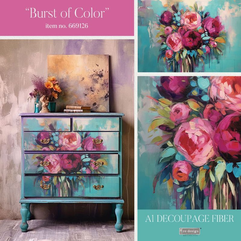 Burst of Color. A1 Decoupage Fiber Paper Redesign 669126. Los mejores productos en L'aura Bella tu tienda online