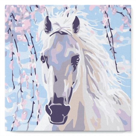 Kit Pintar por números Caballo y flores blancas. SFA066-Y. Los mejores productos en L'aura Bella tu tienda online