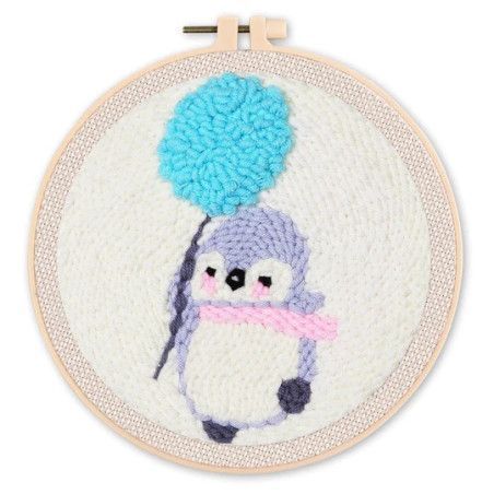 Kit Punch Needle Pingüino y Globo. CCX162. Kit manualidades. Los mejores productos en L'aura Bella tu tienda online