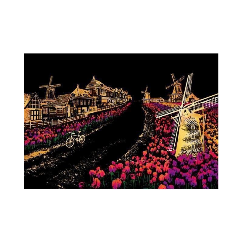 Kit Arte para Rascar: Tulipanes y Holanda. SP1012. Los mejores productos en L'aura Bella, tu tienda online.