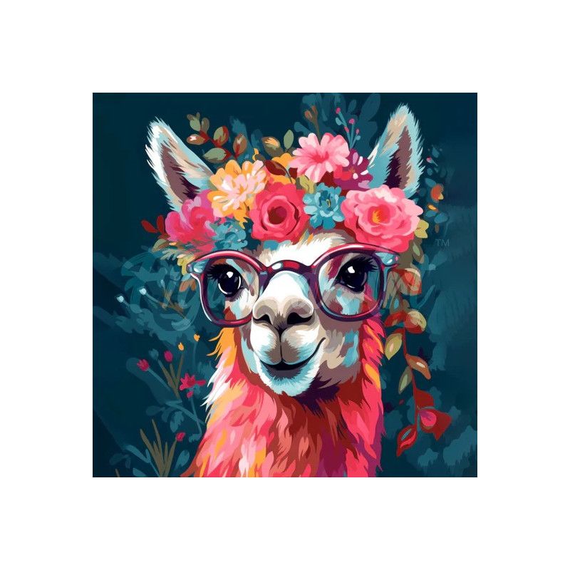 Kit Diamond Painting, Llama con flores. DPSFA110. Los mejores productos en L'aura Bella tu tienda online