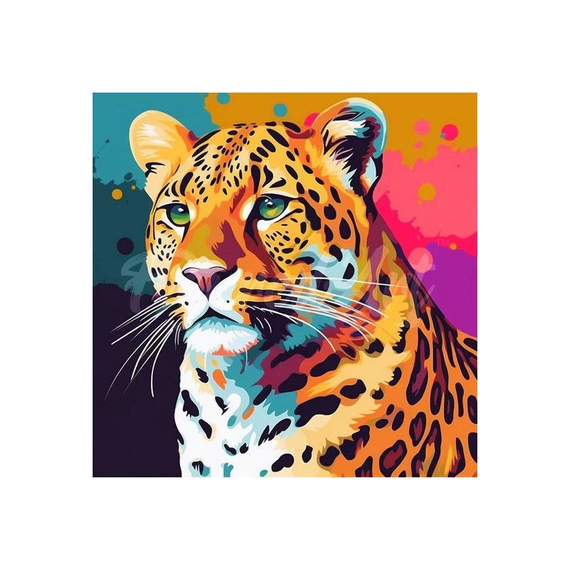 Kit Diamond Painting, Leopardo Pop Art. DPSFA095. Los mejores productos en L'aura Bella tu tienda online