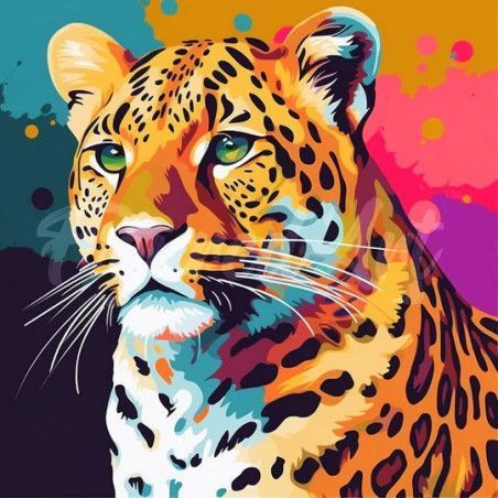 Kit Diamond Painting, Leopardo Pop Art. DPSFA095. Los mejores productos en L'aura Bella tu tienda online