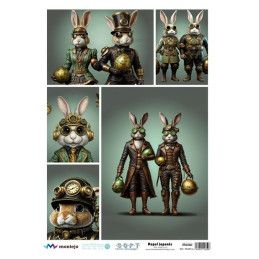 Pascua conejos Steampunk. SPA5613. papel soft japonés. Montejo. Los mejores productos en L'aura Bella, tu tienda online