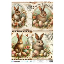 4 imágenes con conejos de Pascua. SPA5612. papel soft japonés. Montejo. Los mejores productos en L'aura Bella, tu tienda online