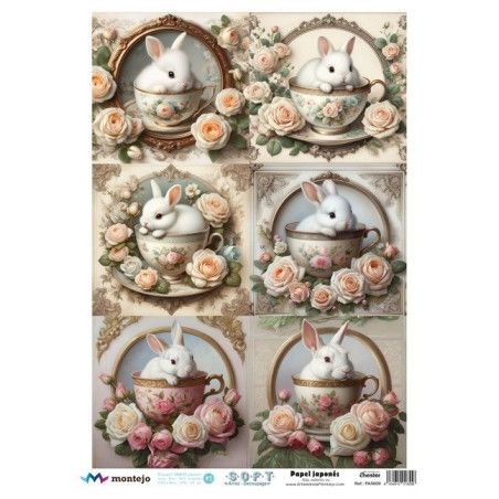 6 imágenes con conejos de Pascua. SPA5609. papel soft japonés. Montejo. Los mejores productos en L'aura Bella, tu tienda online