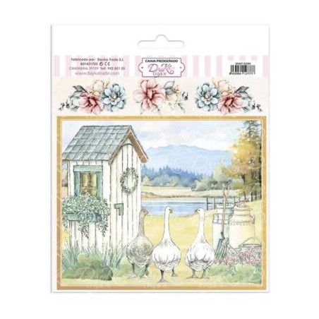 Tela prediseñada ocas en paisaje y flores. Dayka Trade. MINIT-039M. Los mejores productos en L'aura Bella, tu tienda online