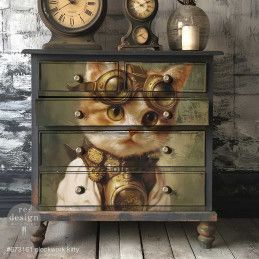 Clockwork Kitty. A1 Decoupage Fiber Paper Redesign 673161. Los mejores productos en L'aura Bella tu tienda online