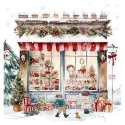 Servilleta para decoupage:  Tienda de regalos, Navidad. 33x33 cm. Los mejores productos en L'aura Bella tu tienda online