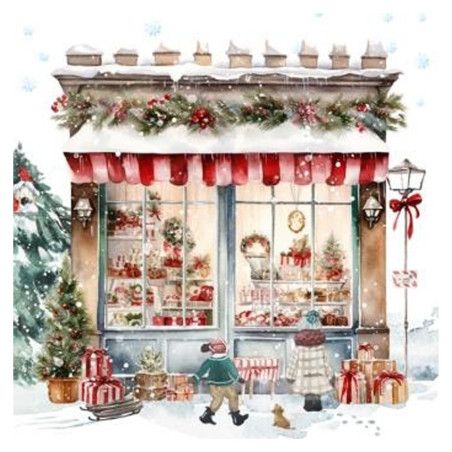 Servilleta para decoupage:  Tienda de regalos, Navidad. 33x33 cm. Los mejores productos en L'aura Bella tu tienda online
