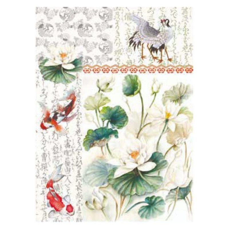 Japanese, Nenúfares y Koi. Papel de arroz 32x45cm. TCR-21. Calambour. Los mejores productos en L'aura Bella, tu tienda online