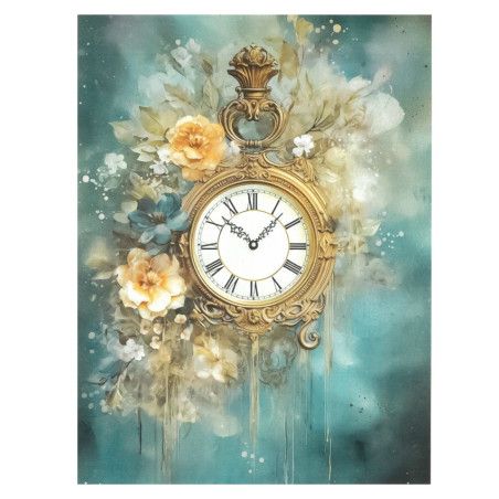 Dreamscape: Reloj Vintage. Papel de arroz 23x31cm. T-171. Calambour. Los mejores productos en L'aura Bella, tu tienda online