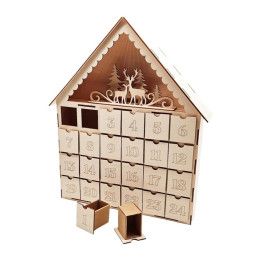Calendario de Adviento con forma de casa con renos. Los mejores productos en L'aura Bella, tu tienda online.
