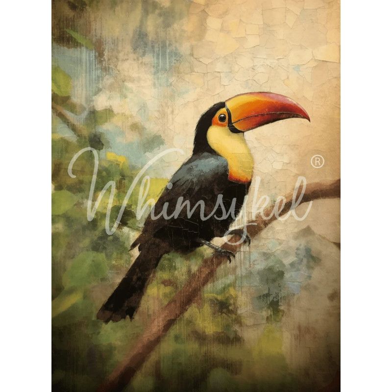 Zazu The Toucan. Papel Tissue para Decoupage. Whimsykel Designs. Los mejores productos en L'aura Bella, tu tienda online.